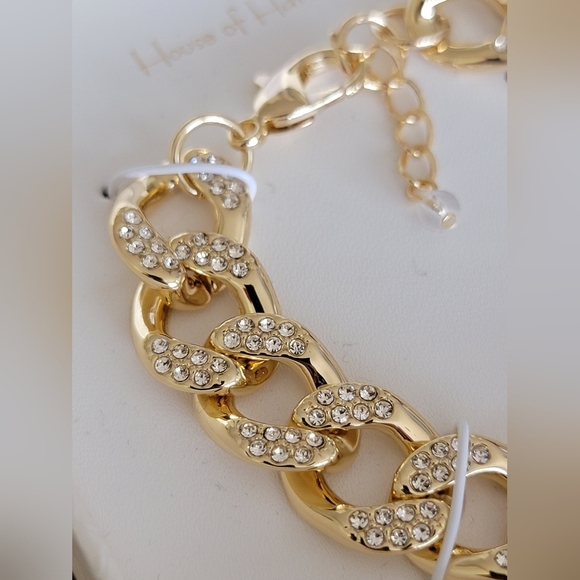 House of Harlow 1960 Gold Tone Link Bracelet with Rhinestones NWT - Picture 4 of 4